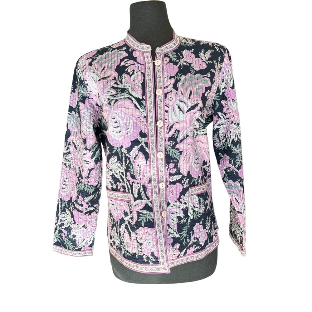 Vintage Quilted Reversible Jacket Patch Pockets W… - image 1